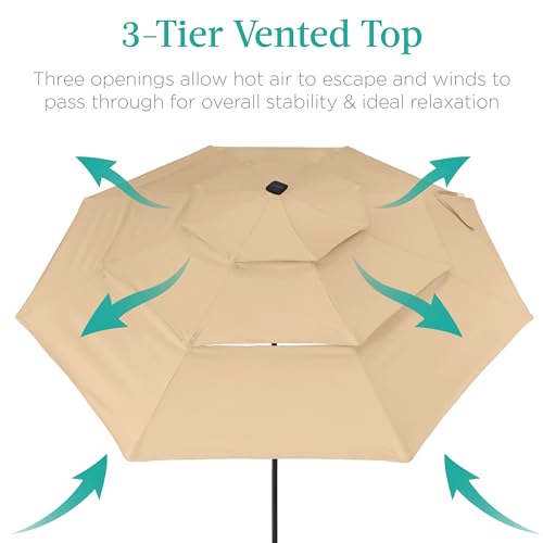 10ft 3 Tier Solar Patio Umbrella