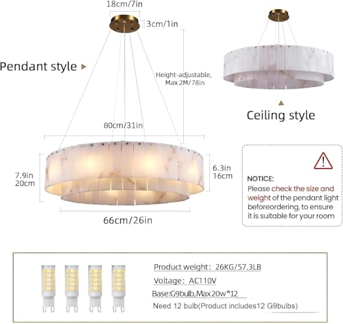 Alabaster Chandelier 31 Inch