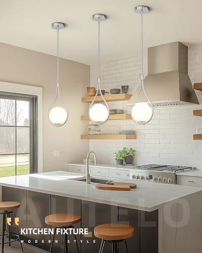 8 Inch Glass Brushed Nickel Pendant Lights Kitchen Island