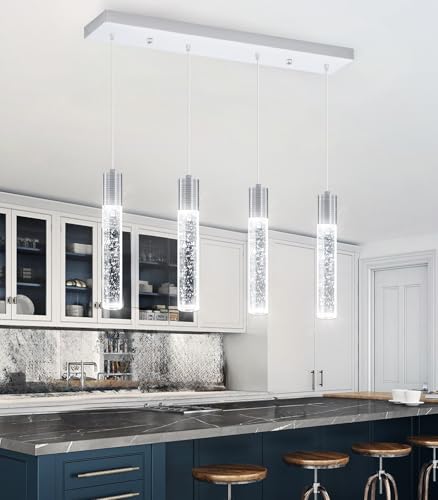 4 Lights Mini Crystal Pendant Light for Kitchen Island (4 Count)