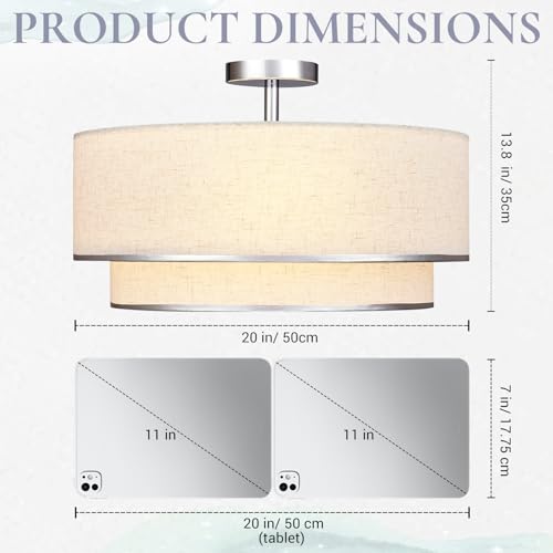 20 Inch Semi Flush Mount Ceiling Light