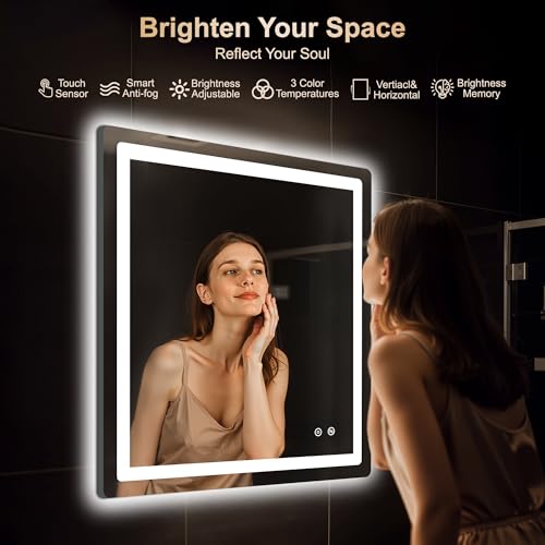 30x30 LED Bathroom Vanity Mirror with Lights