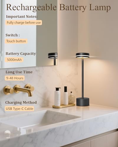 2 Pack LED Cordless Table Lamp Rechargeable (2 Count)