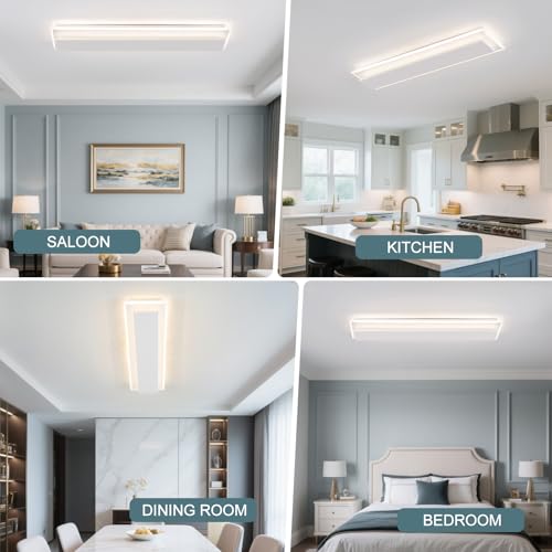 Modern LED Ceiling Light 60W White Hallway Light Fixtures 4000K Aluminum Long Flush Mount LED Ceiling Lamp for Hallway