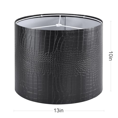 Black Reptile Print Drum Lamp Shade 13"Top x 13"Bottom x 10"High