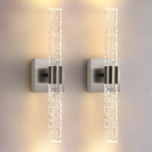Modern Wall Sconces Set of Two in Brushed Nickel Finish 18 Inch