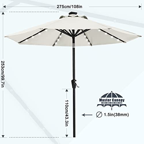 9ft Patio Umbrella with Solar Lights