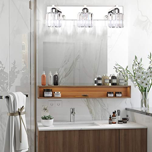 Crystal Vanity Light Fixtures Modern Vanity Light for Bathroom Crystal Bathroom Lighting Fixture Wall Light Over Mirror 3 Lights