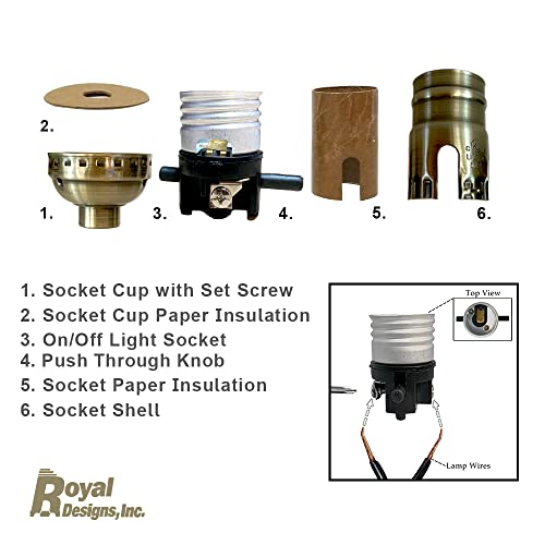 Push Through Lamp Socket for Incandescent or LED Bulbs