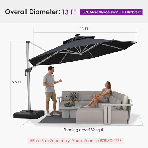 Cantilever Umbrella 13ft Solar LED Light Double Top