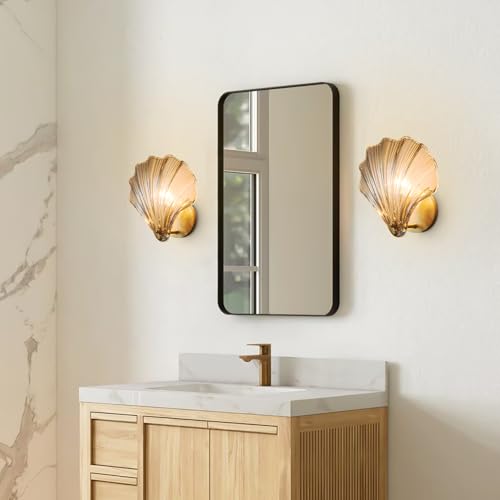 Modern Indoor Wall Lamp Luxury Crystal Gold Wall Sconce Bathroom Shell Wall Light Fixtures for Bedroom