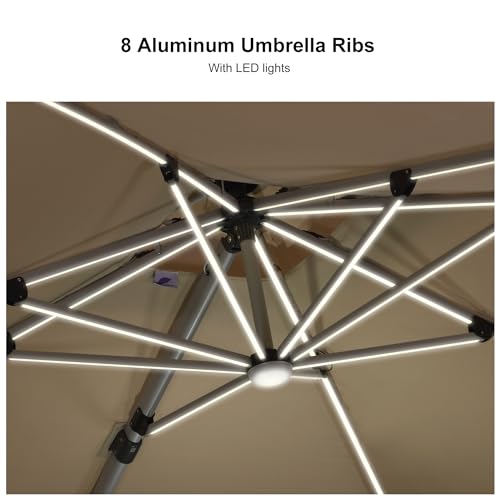 Patio Umbrella with Base 9'X12' Double Top LED Light