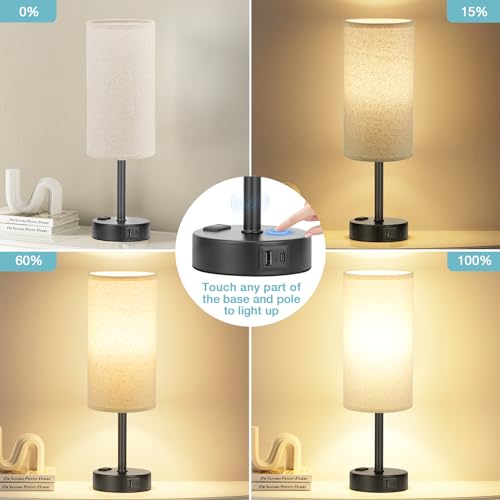 Beige Bedside Lamp for Bedroom