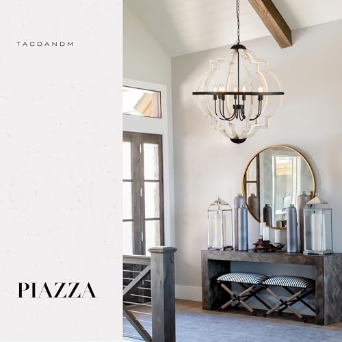 8 Light White Wood Farmhouse Chandelier for Dining Room
