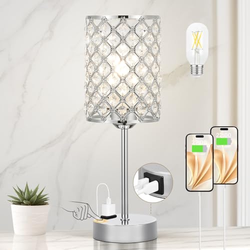 Sliver Crystal Table Lamp with Touch Control