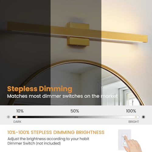 Modern Bathroom Vanity Light Gold Bathroom Light Fixture Over Mirror 32 Inch 26W Dimmable 5CCT LED Vanity Light Bar for Bathroom Mirror Cabinets Bedroom