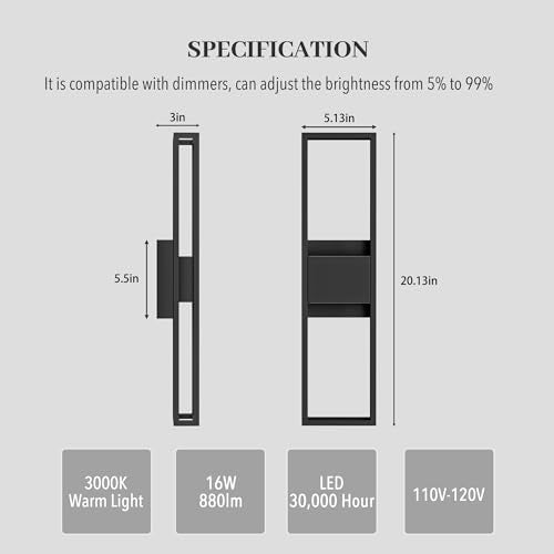 20 Inch Modern Outdoor Wall Lights