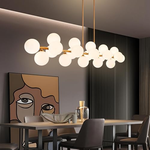 Gold Linear Chandelier Mid Century Modern Sputnik Large Long Pendant Light