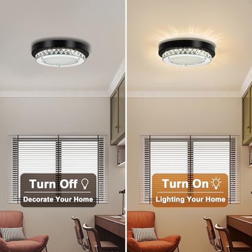 Flush Mount Ceiling Light Small Crystal LED Hallway Ceiling Lighting 10''