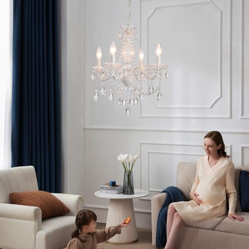 Plug in Crystal Ceramic White Chandelier