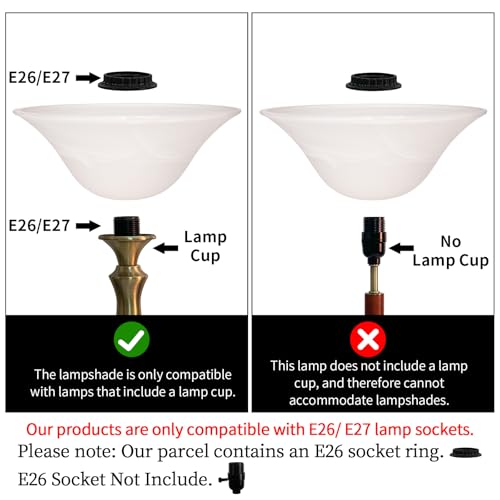 Glass Lamp Shade Replacement for Torchiere Floor Lamps