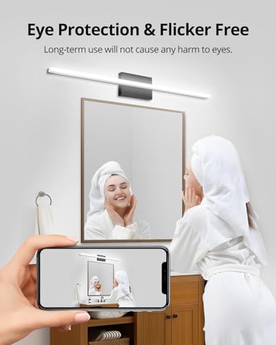 LED Bathroom Vanity Light Bar 36 Inch 20W Black IP44 Over Mirror Lighting Fixture Wall Sconce Indoor Modern Cool White 6000K