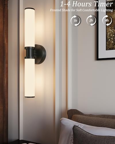 Black Rechargeable Battery Operated Wall Sconces with Remote