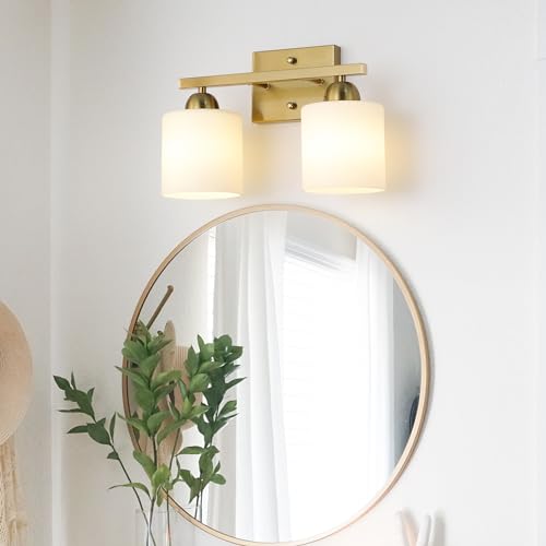 Stainless Steel Milk Glass Vanity Lights for Bathroom