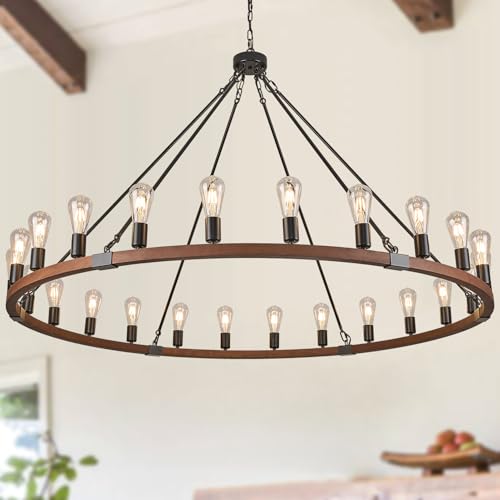 Farmhouse Wooden Wagon Wheel Chandelier 24