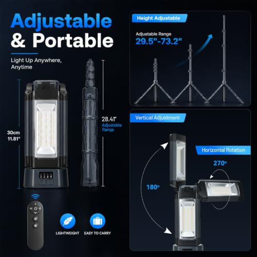 12000mAh Rechargeable Camping Light with Stand 73.2''