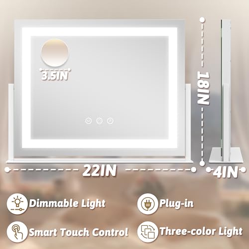 Vanity Mirror with Lights 22"x18"