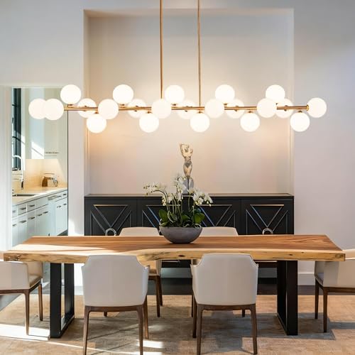 Gold Linear Chandelier Mid Century Modern Sputnik Large Long Pendant Light