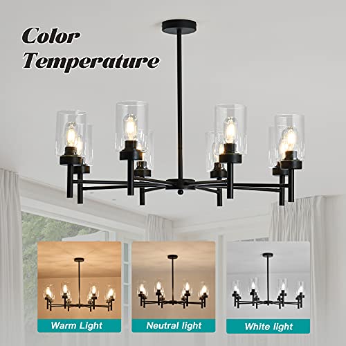 Black 8 Light Large Modern Chandelier