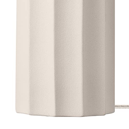 20" Ribbed Concrete Finish Table Lamp with White Linen Shade
