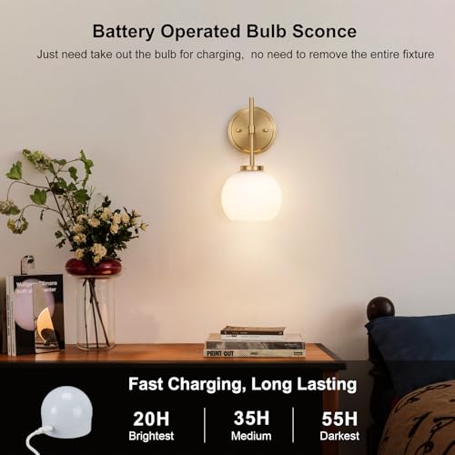 Gold Battery Operated Wall Sconce Set of 2 (2 Count)