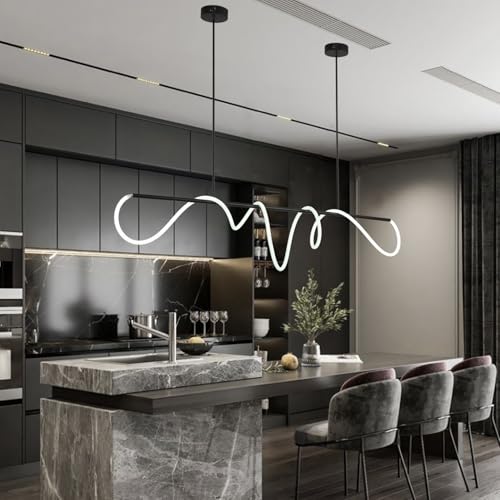 Modern LED Pendant Light Kitchen Island Lighting Black Modern Led Chandelier Light Fixture for Dining Room 70.86 inch DIY Outlook 3
