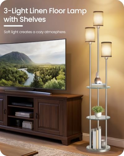 70.9" Floor Lamp with Shelves