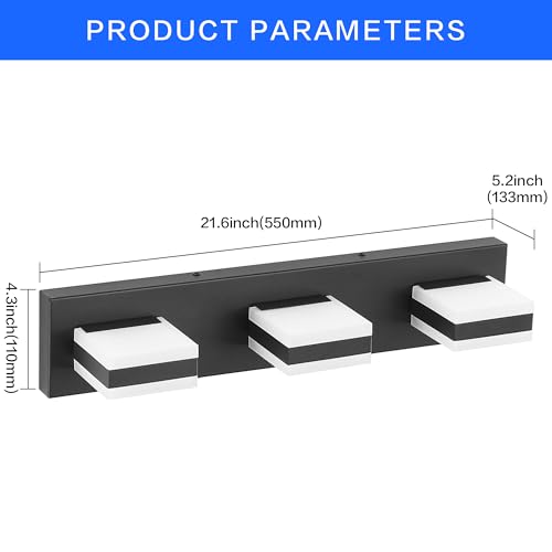 LED Dimmable Black Vanity Light Over Mirror