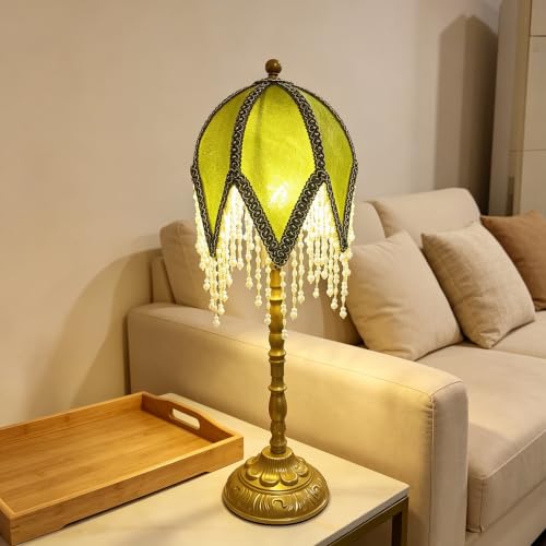 Vintage Tasselled Table Lamp with Beaded Shade