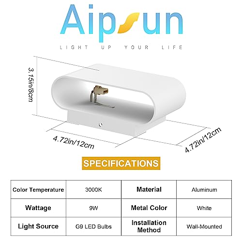 Modern LED Wall Sconces 1 Pack Hardwired Interior Wall Lights Indoor Aluminum Up and Down Wall Mount Light for Living Room Bedroom Hallway Corridor Warm White 3000K