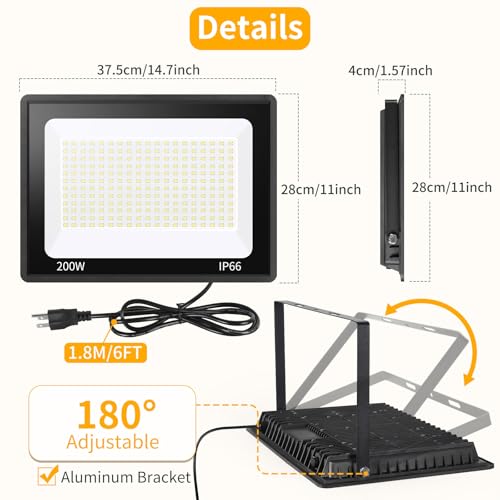 200W LED Flood Light Outdoor (2 Count)