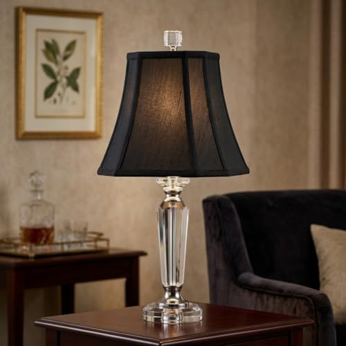 BSO-710-16BLK/GL Rectangle Cut Corner Basic Lamp Shade, (7x9) x (10.25x16) x 12.25, Black with Gold