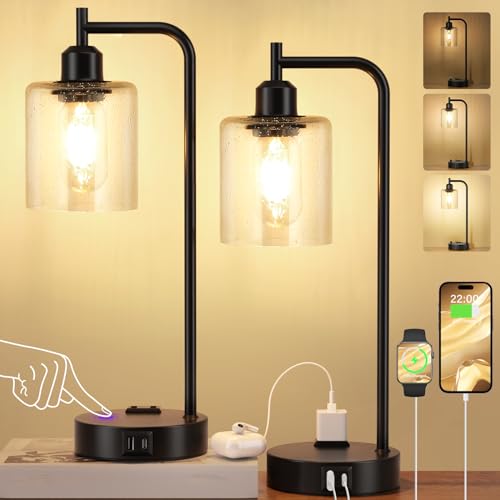 Industrial Touch Table Lamps for Bedrooms Set of 2 (2 Count)