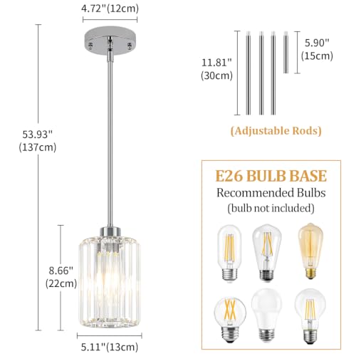 Chrome Pendant Lights Over Island Modern Crystal Kitchen Lighting Fixtures