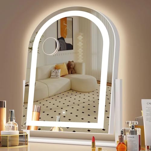 Curved Makeup Vanity Mirror with Lights 17.2" Large LED Lighted Mirror