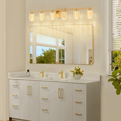 6 Light Gold Vanity Light with 3 Color Modes