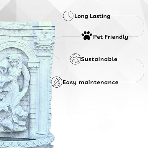 30.3" Solar Powered Outdoor Wall Fountain with Flower Maiden Statue