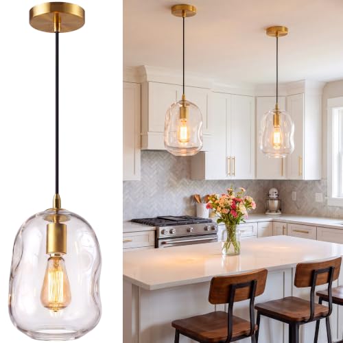 2 Pack Pendant Lights Kitchen Island (Gold+Clear 2 Pack)