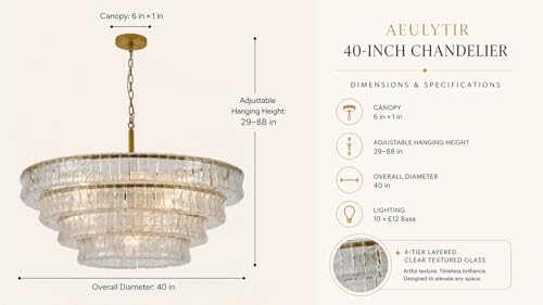 40 Inch Modern Round Clear Crystal Glass Chandelier