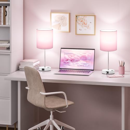 Pink White Touch Lamps for Nightstand Set of 2 (2 Count)